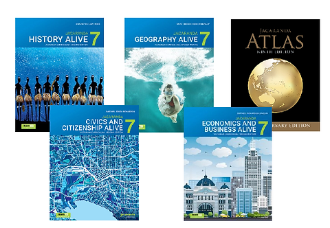 Jacaranda Humanities Alive 7 2E Victorian Curriculum learnON & Print (History, Geography, Civics & Citizenship, Economics & Business) + Atlas 9E Print